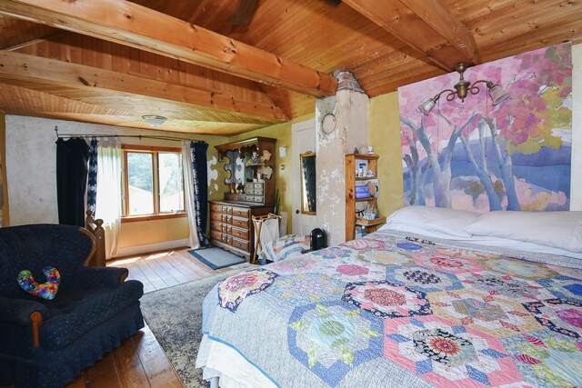 279 Pratt St, Winchester, CT 06098 - bedroom featuring hardwood / wood-style flooring and a wood ceiling with exposed beams