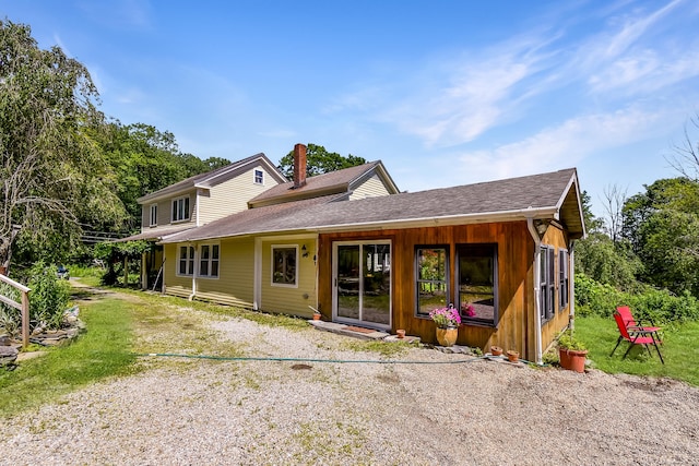 279 Pratt St, Winchester, CT 06098 - rear view of house featuring roof with shingles and a chimney