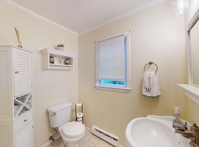 1 Whippoorwill Ln, Brookfield, CT 06804 - bathroom featuring a baseboard heating unit, tile patterned floors, and ornamental molding