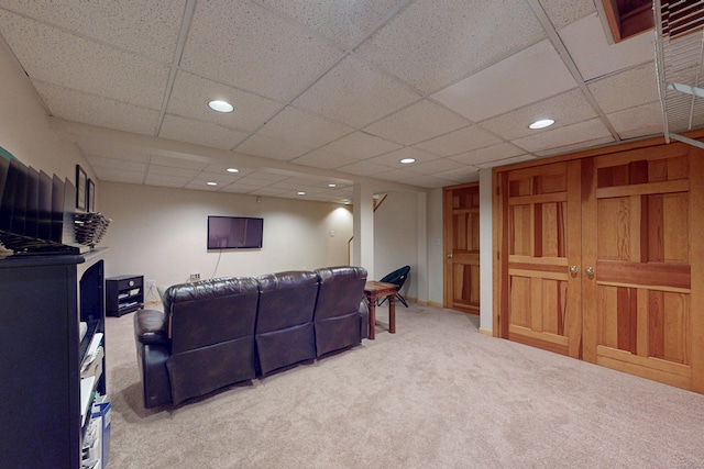 1 Whippoorwill Ln, Brookfield, CT 06804 - cinema with carpet flooring, recessed lighting, and a paneled ceiling