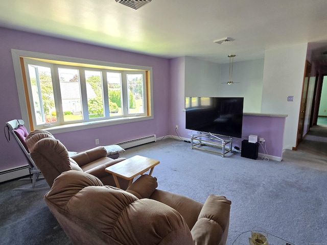 51 Peppermint Ln, Bristol, CT 06010 - carpeted living area with baseboards and a baseboard radiator