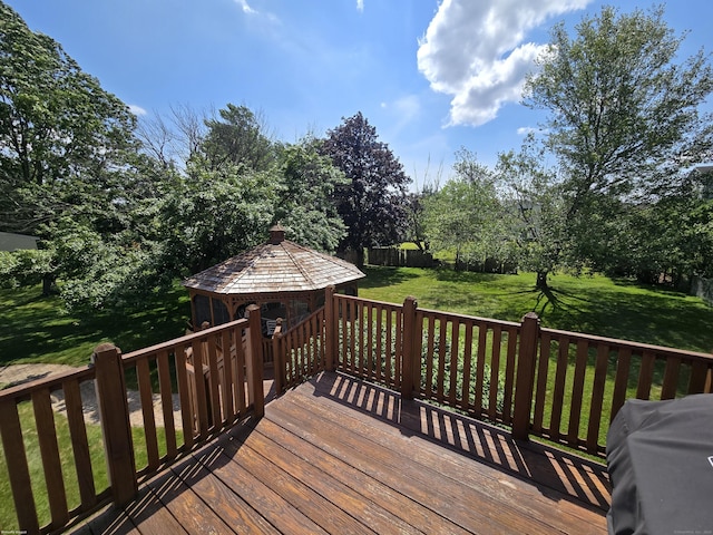 51 Peppermint Ln, Bristol, CT 06010 - wooden deck featuring a gazebo, grilling area, and a yard