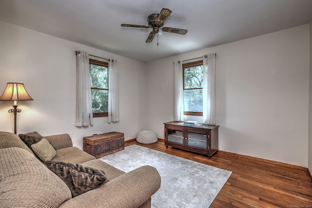 55 Mary Ellen Dr, Milford, CT 06460 - living room featuring plenty of natural light, wood finished floors, and a ceiling fan