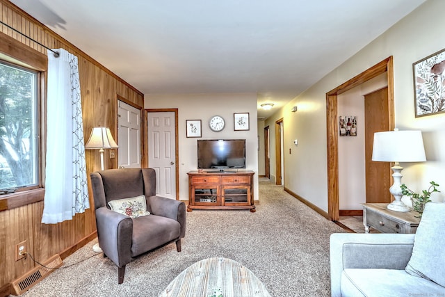 55 Mary Ellen Dr, Milford, CT 06460 - carpeted living area featuring wooden walls and baseboards