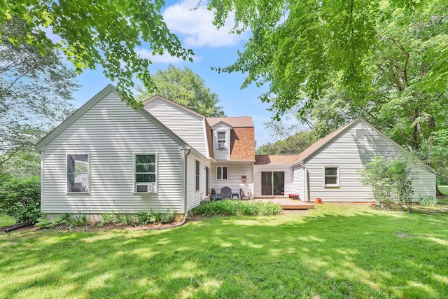 108 Pilgrim Dr, Windsor, CT 06095 - rear view of property with a lawn, a wooden deck, and cooling unit