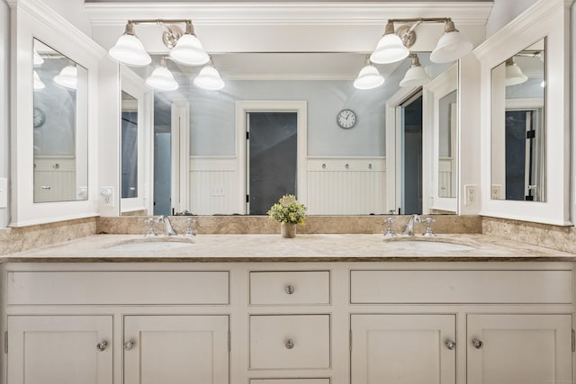 47 Tubbs Spring Dr, Weston, CT 06883 - full bath featuring double vanity and crown molding