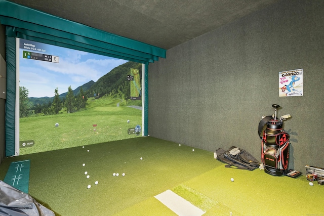 47 Tubbs Spring Dr, Weston, CT 06883 - rec room featuring golf simulator and a mountain view