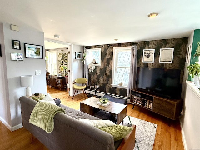 28 Grand St, New London, CT 06320 - living room with wood finished floors and baseboards