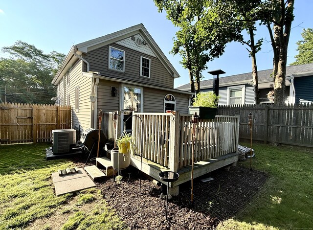 28 Grand St, New London, CT 06320 - back of house with a deck and a fenced backyard