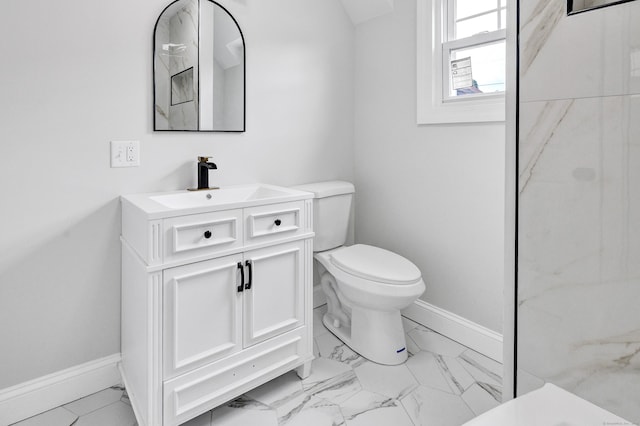108 Adams St, New Britain, CT 06052 - full bathroom with vanity, marble look tile flooring, and a marble finish shower