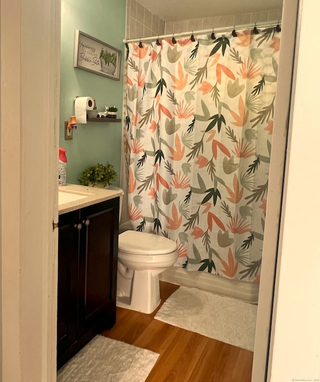 30 Roulin St, Torrington, CT 06790 - full bathroom featuring wood finished floors, vanity, and curtained shower