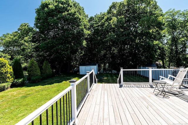 8 Johnson St, Stonington, CT 06379 - deck with a storage unit and a yard