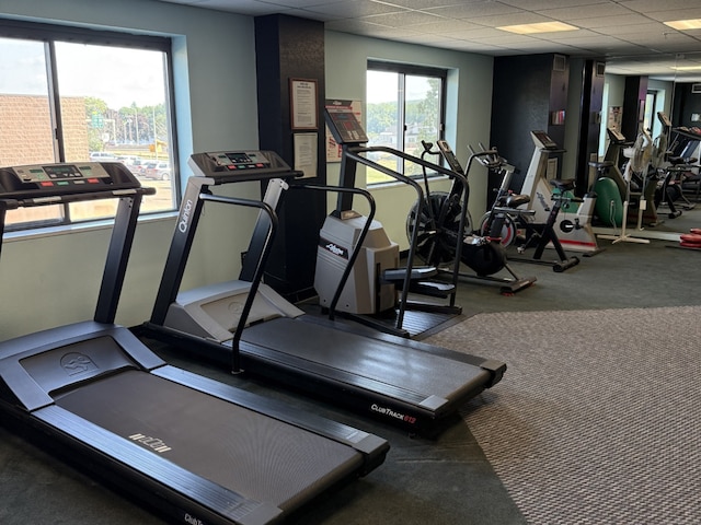 111 Dekoven Dr Apt 1008, Middletown, CT 06457 - workout area featuring a paneled ceiling and carpet flooring