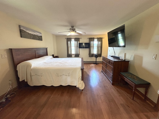 109 Middle Rd, Enfield, CT 06082 - bedroom featuring dark wood finished floors, a baseboard heating unit, and ceiling fan
