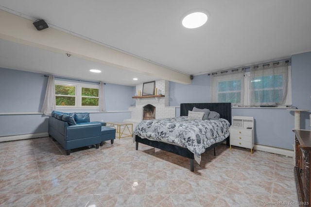1996 Straits Tpke, Middlebury, CT 06762 - bedroom with a fireplace and light tile patterned flooring