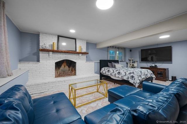 1996 Straits Tpke, Middlebury, CT 06762 - living room with a brick fireplace and recessed lighting
