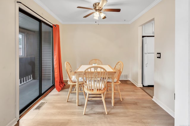 233 Derby Ave Unit 103, Derby, CT 06418 - dining space featuring crown molding, a ceiling fan, and light wood-style flooring