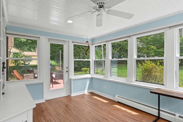 1981 Asylum Ave, West Hartford, CT 06117 - unfurnished sunroom featuring baseboard heating, plenty of natural light, and wood finished floors