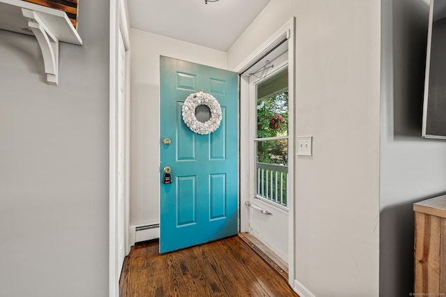 22 Quail Run, Bloomfield, CT 06002 - entryway featuring a baseboard radiator and dark wood finished floors