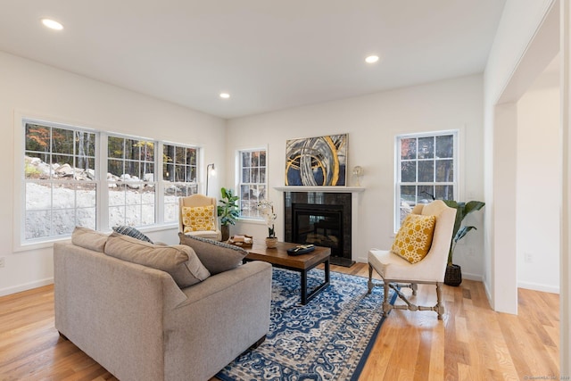 807 Pucker St, Coventry, CT 06238 - living area featuring recessed lighting, a high end fireplace, and light wood-type flooring