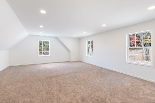 807 Pucker St, Coventry, CT 06238 - bonus room featuring recessed lighting, light carpet, and vaulted ceiling