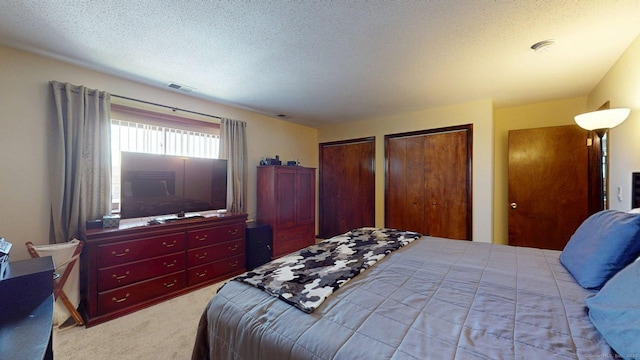 1102 Summer Hill Dr Unit 1102, South Windsor, CT 06074 - carpeted bedroom featuring two closets and a textured ceiling