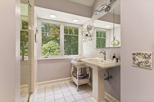 91 Fox Run Rd, New Canaan, CT 06840 - bathroom featuring tile patterned flooring and recessed lighting