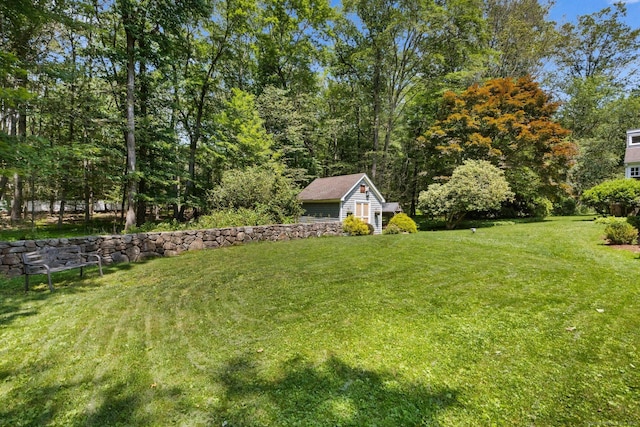 91 Fox Run Rd, New Canaan, CT 06840 - view of green lawn with an outdoor structure