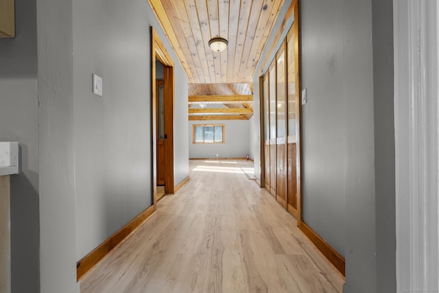 29 Gilyard St, Seymour, CT 06483 - hall with light wood-type flooring and wooden ceiling
