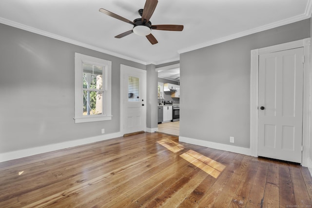 29 Gilyard St, Seymour, CT 06483 - foyer with a ceiling fan, ornamental molding, and hardwood / wood-style floors