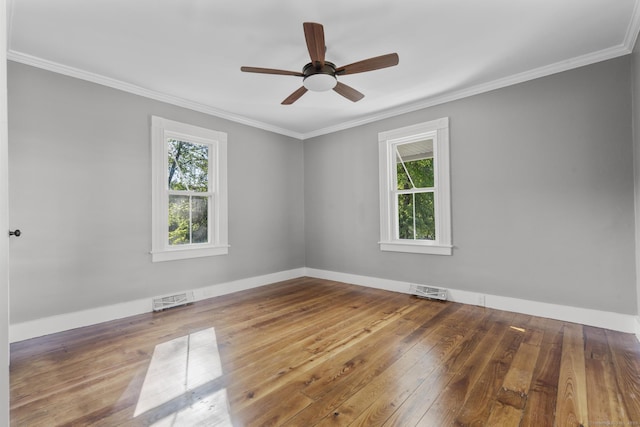 29 Gilyard St, Seymour, CT 06483 - unfurnished room featuring plenty of natural light, hardwood / wood-style flooring, a ceiling fan, and ornamental molding