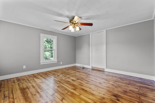29 Gilyard St, Seymour, CT 06483 - empty room with a ceiling fan, crown molding, and wood-type flooring