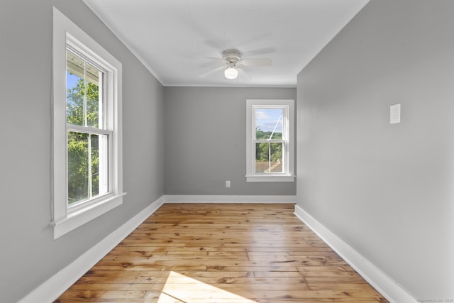 29 Gilyard St, Seymour, CT 06483 - empty room with crown molding, a ceiling fan, and hardwood / wood-style floors