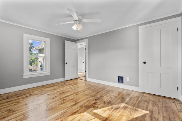 29 Gilyard St, Seymour, CT 06483 - unfurnished bedroom with ornamental molding, hardwood / wood-style floors, and a ceiling fan
