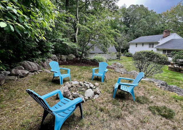 262 Linden Tree Rd, Wilton, CT 06897 - view of grassy yard with a fire pit