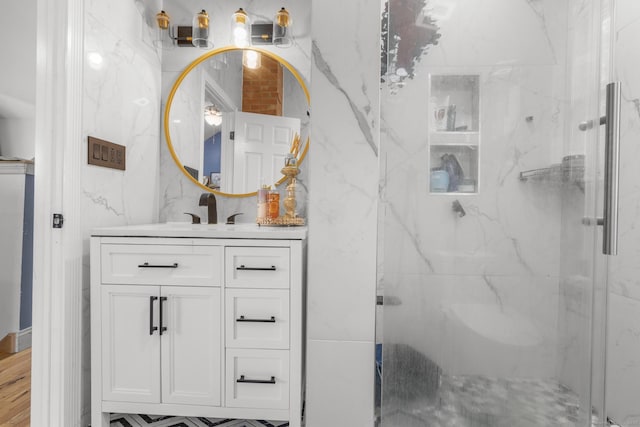170 Red Oak Rd, Bridgeport, CT 06606 - full bathroom with a marble finish shower and vanity