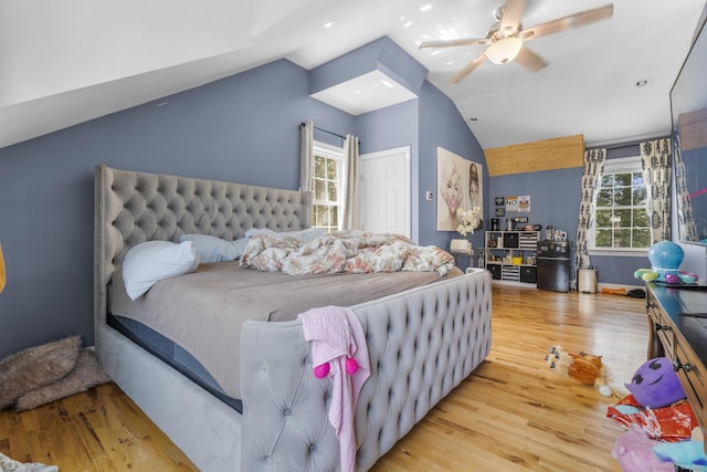 170 Red Oak Rd, Bridgeport, CT 06606 - bedroom featuring lofted ceiling, wood finished floors, and a ceiling fan