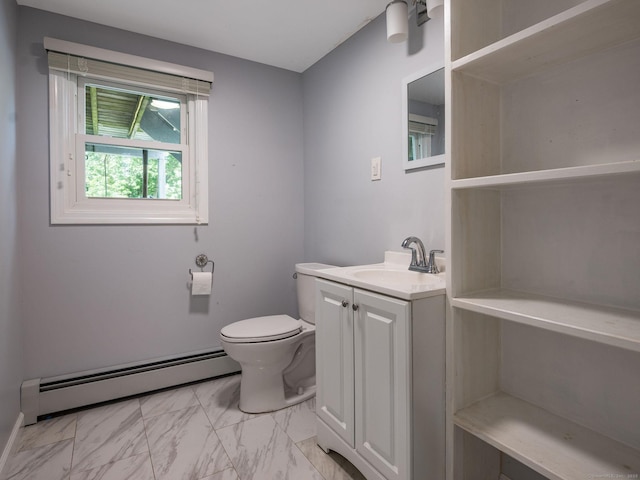 15 Rosemary Ln, Guilford, CT 06437 - bathroom with a baseboard heating unit, marble finish floors, and vanity