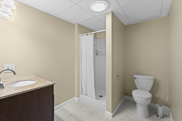 8 Barbara Ln, Southington, CT 06479 - full bath with a drop ceiling, tile patterned flooring, a stall shower, and vanity