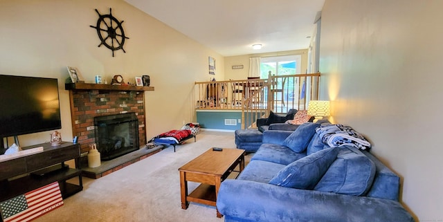 145 Brighton Cir, Windsor, CT 06095 - living area with a brick fireplace and carpet floors