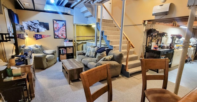 145 Brighton Cir, Windsor, CT 06095 - carpeted living area featuring stairway