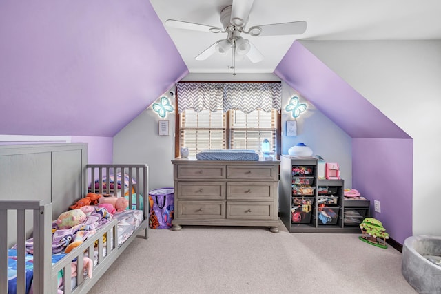 1462 Cutspring Rd, Stratford, CT 06614 - carpeted bedroom featuring lofted ceiling and a ceiling fan