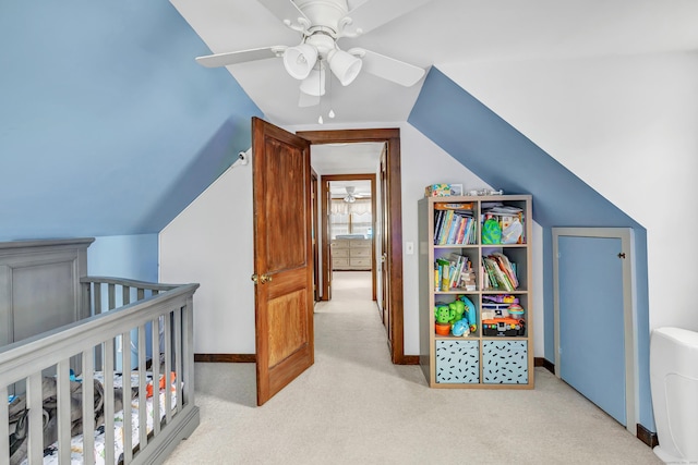 1462 Cutspring Rd, Stratford, CT 06614 - bedroom featuring vaulted ceiling, carpet flooring, and ceiling fan