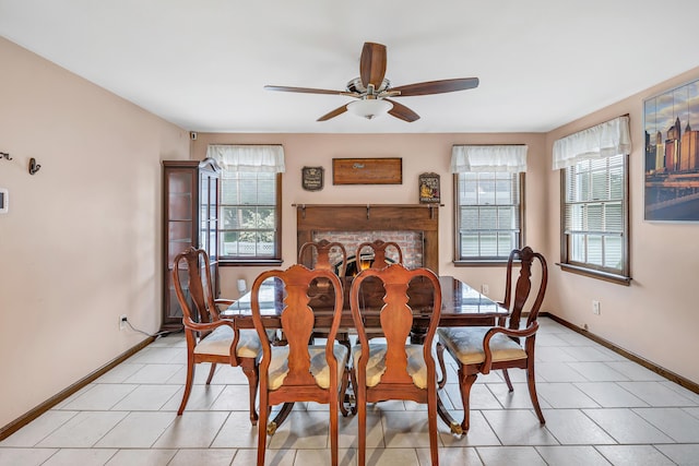 1462 Cutspring Rd, Stratford, CT 06614 - dining room featuring plenty of natural light, ceiling fan, and light tile patterned floors