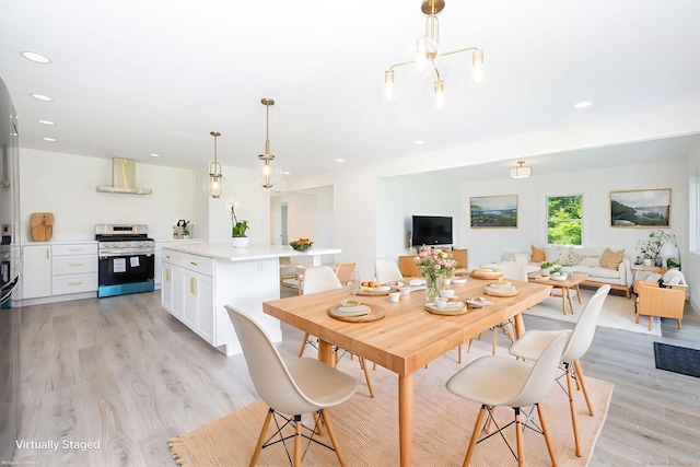 1669 Rte 169, Woodstock, CT 06281 - dining area with light wood-style flooring and recessed lighting