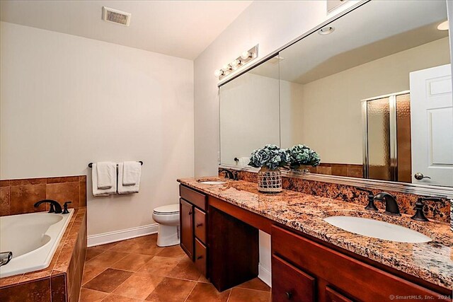 66 Watkins Dr Unit 66, Newtown, CT 06482 - bathroom featuring double vanity, a bath, and a shower stall
