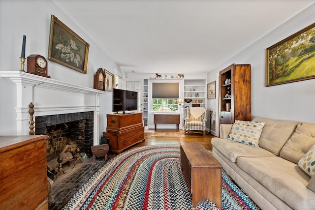 1775 Orchard Hill Rd, Cheshire, CT 06410 - living area featuring wood finished floors and a fireplace