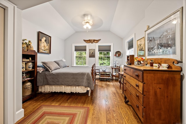 1775 Orchard Hill Rd, Cheshire, CT 06410 - bedroom featuring light wood-style flooring, lofted ceiling, and ceiling fan