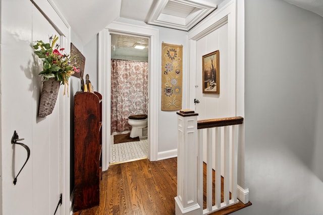 1775 Orchard Hill Rd, Cheshire, CT 06410 - corridor featuring dark wood-style flooring
