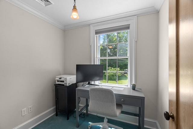 109 Boston Post Rd, Madison, CT 06443 - carpeted home office with plenty of natural light and ornamental molding